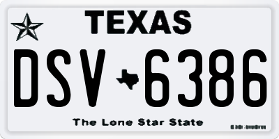 TX license plate DSV6386