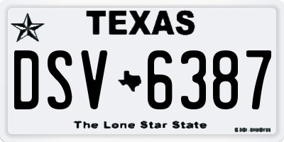 TX license plate DSV6387