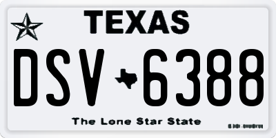TX license plate DSV6388
