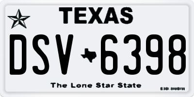 TX license plate DSV6398