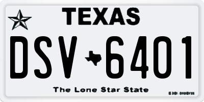TX license plate DSV6401