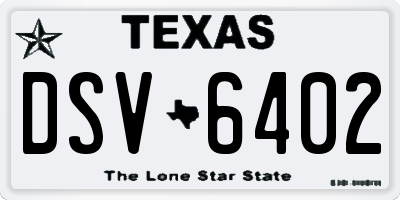 TX license plate DSV6402