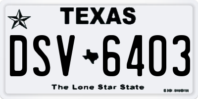 TX license plate DSV6403