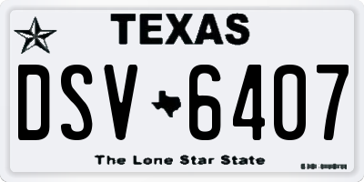 TX license plate DSV6407