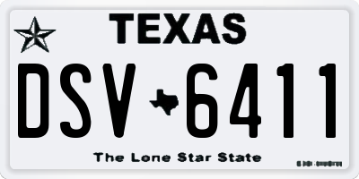 TX license plate DSV6411