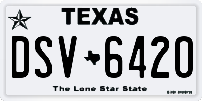 TX license plate DSV6420