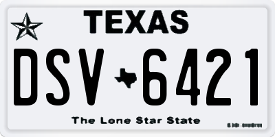 TX license plate DSV6421