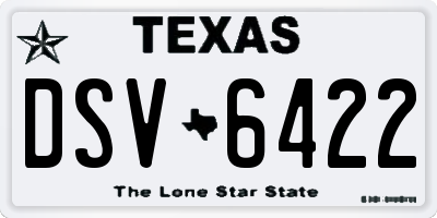 TX license plate DSV6422