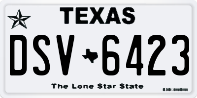TX license plate DSV6423