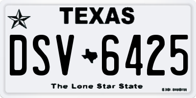 TX license plate DSV6425