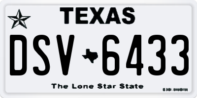 TX license plate DSV6433
