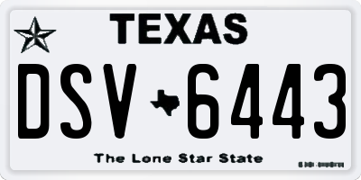 TX license plate DSV6443