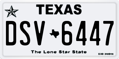 TX license plate DSV6447