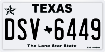 TX license plate DSV6449