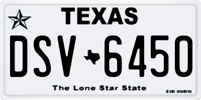 TX license plate DSV6450