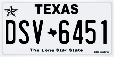 TX license plate DSV6451