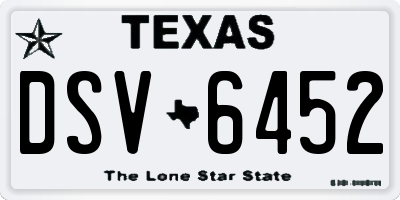 TX license plate DSV6452