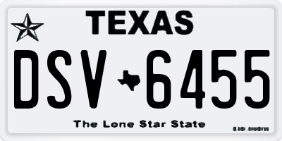 TX license plate DSV6455