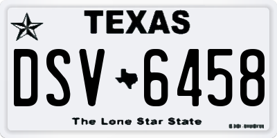 TX license plate DSV6458