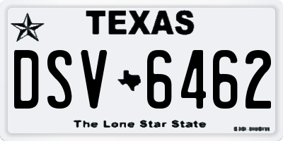 TX license plate DSV6462
