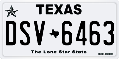 TX license plate DSV6463