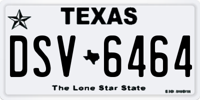 TX license plate DSV6464