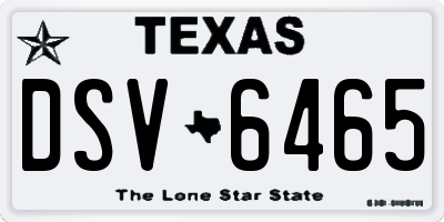TX license plate DSV6465