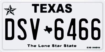 TX license plate DSV6466