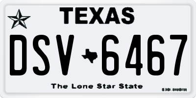 TX license plate DSV6467