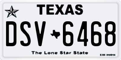 TX license plate DSV6468