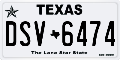 TX license plate DSV6474