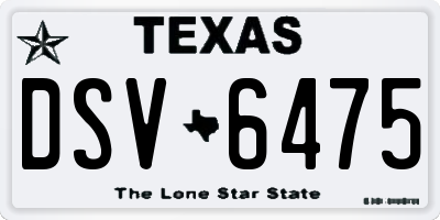 TX license plate DSV6475
