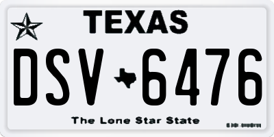 TX license plate DSV6476