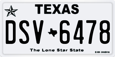 TX license plate DSV6478