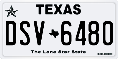 TX license plate DSV6480