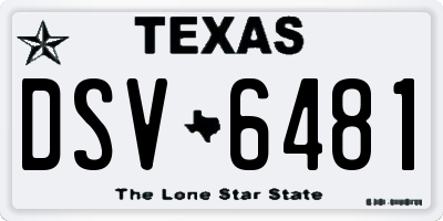 TX license plate DSV6481