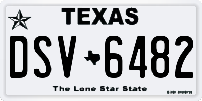 TX license plate DSV6482