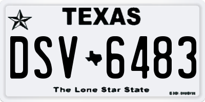 TX license plate DSV6483