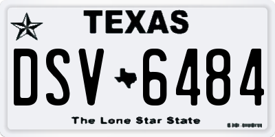 TX license plate DSV6484