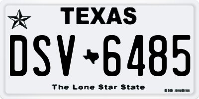 TX license plate DSV6485