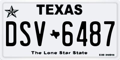 TX license plate DSV6487