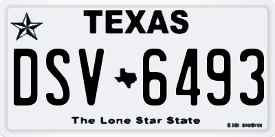 TX license plate DSV6493