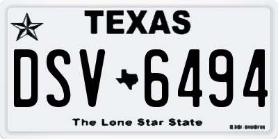 TX license plate DSV6494