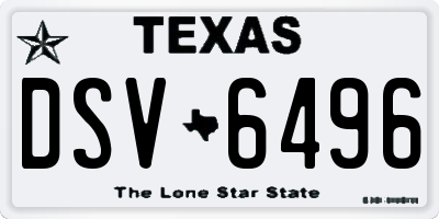 TX license plate DSV6496