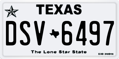 TX license plate DSV6497