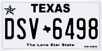 TX license plate DSV6498