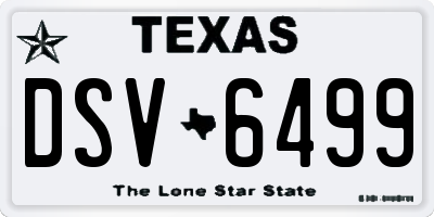 TX license plate DSV6499