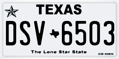 TX license plate DSV6503