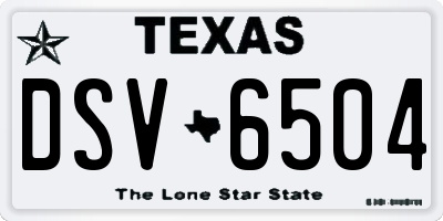 TX license plate DSV6504