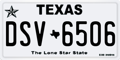 TX license plate DSV6506